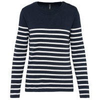 Striped Navy / Off White